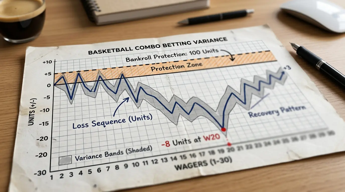 Varianzschutz bei Basketball Kombiwetten – wie viele Einheiten die Bankroll für Verlustserien benötigt