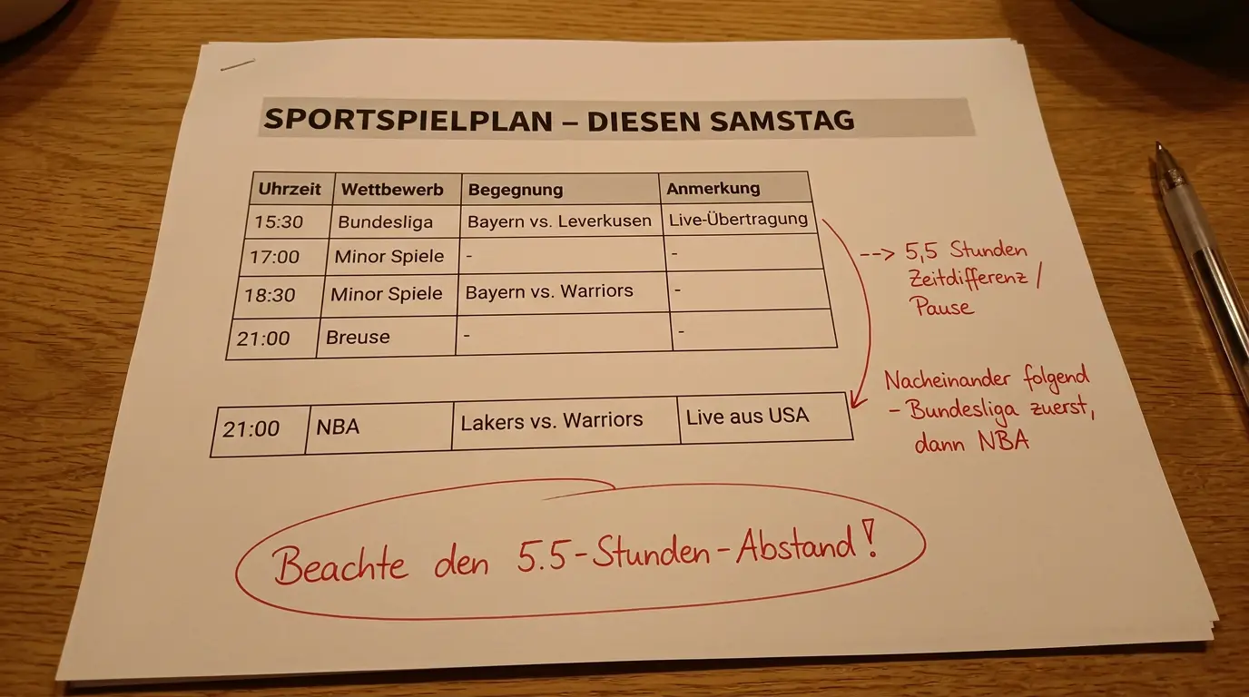 Bundesliga Anstoß und NBA Tip-off im Zeitvergleich: Cross-Sport Kombiwette Zeitplanung