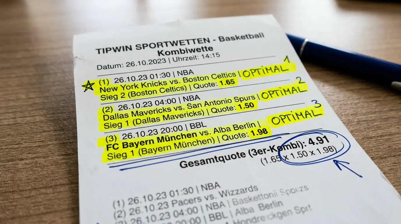 2 bis 4 Beine als Standard für Basketball Kombiwetten – Goldstandard für optimale Kombigröße