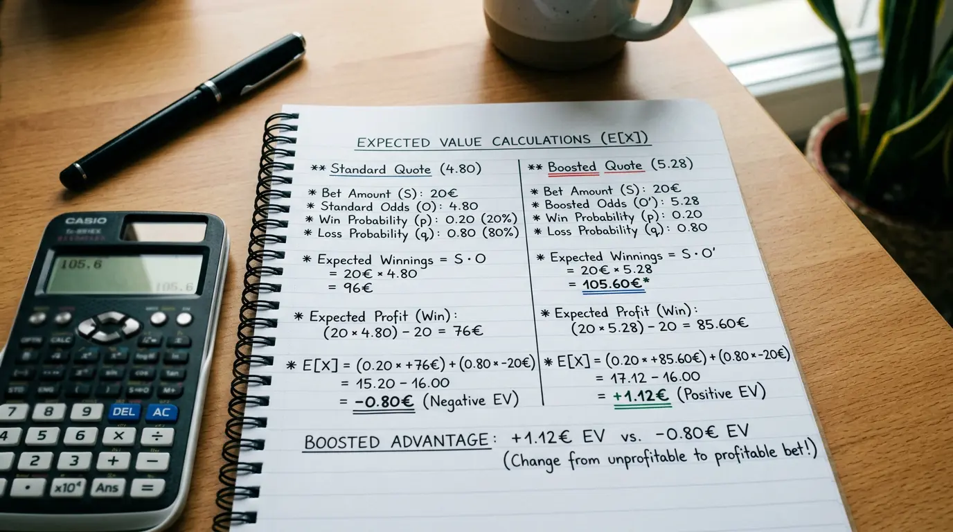 Expected Value Verbesserung durch Quotenboost bei Basketball Kombiwette – Erwartungswert-Kalkulation