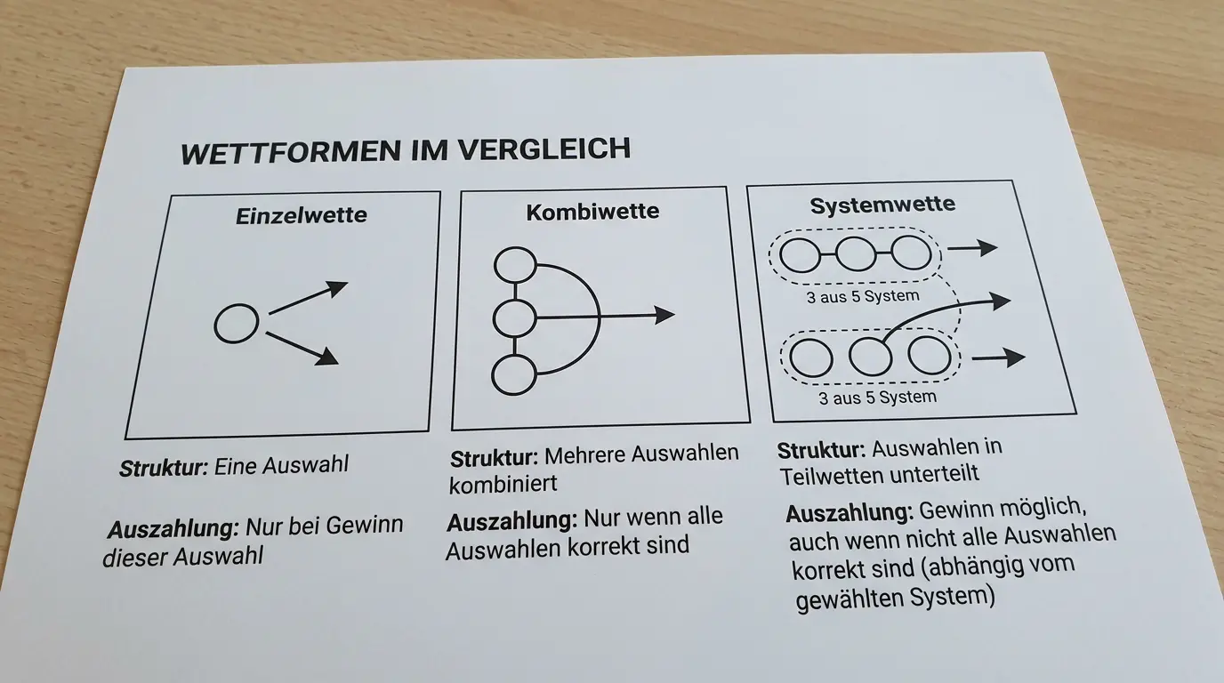 Vergleich von Kombiwette, Systemwette und Einzelwette im Basketball: Risiko-Rendite-Profile der drei Wettformen