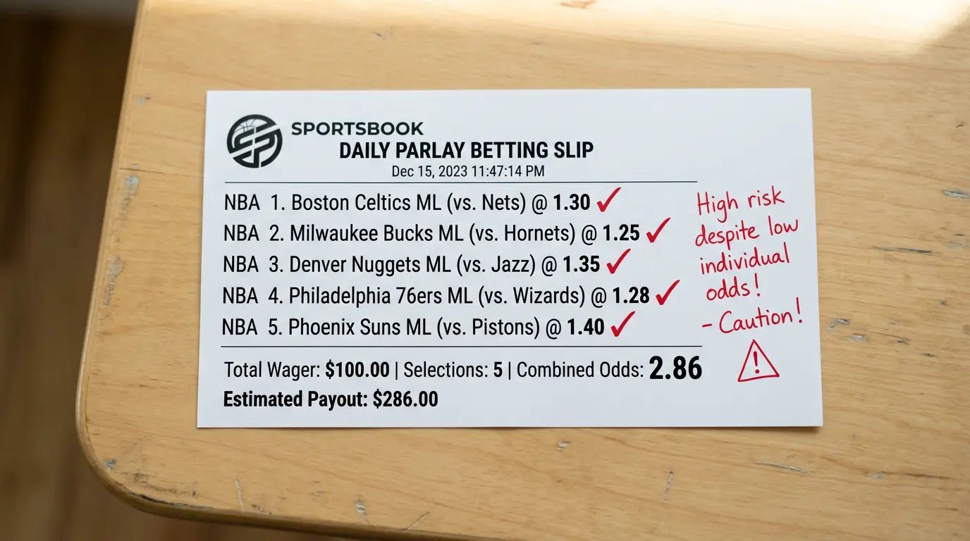 Niedrigquoten-Falle bei Basketball Moneyline Kombiwetten: Vier Favoriten mit Quoten unter 1,45 auf einem Wettschein