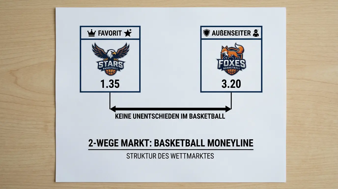 Zwei-Weg-Wettmarkt Basketball Moneyline erklärt: Favorit vs. Außenseiter ohne Unentschieden-Option