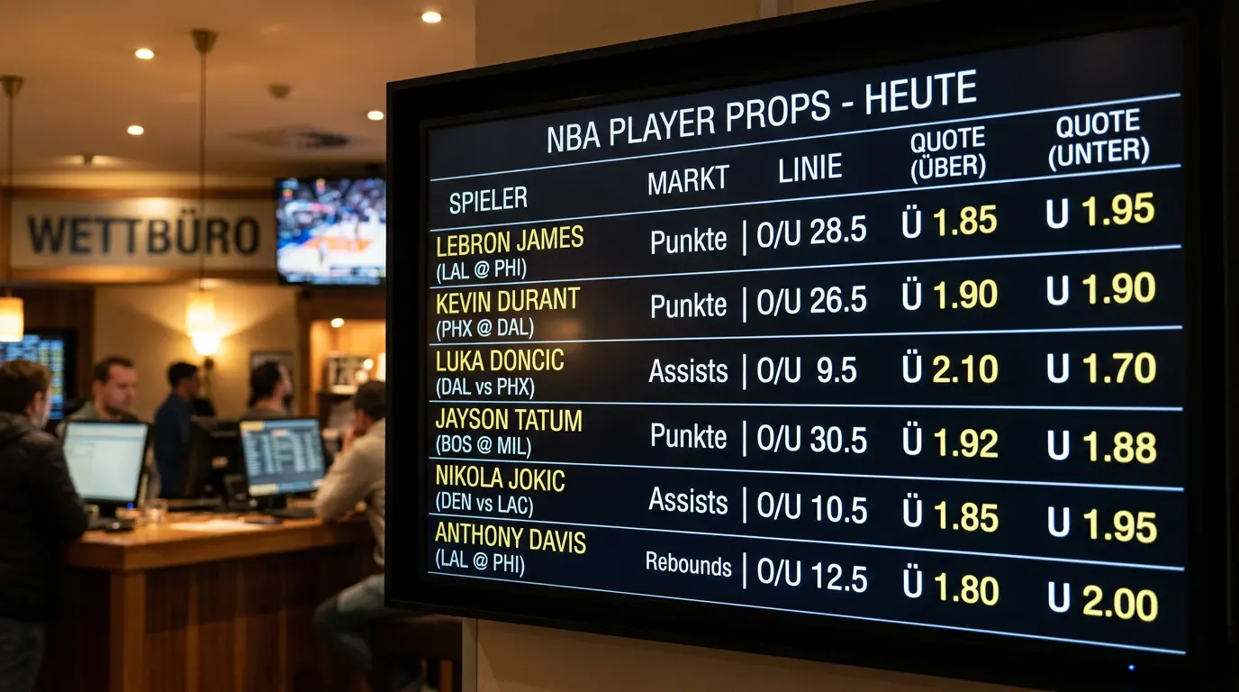 NBA Props-Markttiefe und Quotenvergleich für Basketball Kombiwetten bei GGL-lizenzierten Anbietern