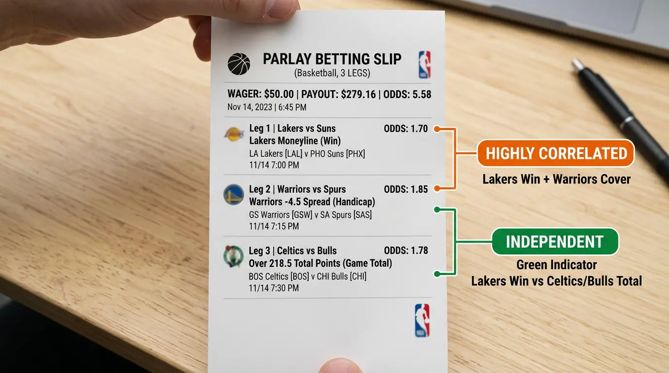Über/Unter Wette als unabhängiges Kombi-Bein im Basketball: geringere Korrelation zu Moneyline und Handicap