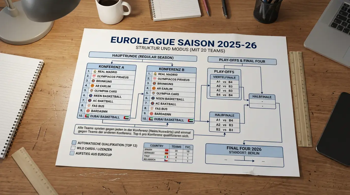 EuroLeague 2025-26 Ligastruktur mit 20 Teams und Dubai Basketball als neuer Wettmarkt für Kombiwetten
