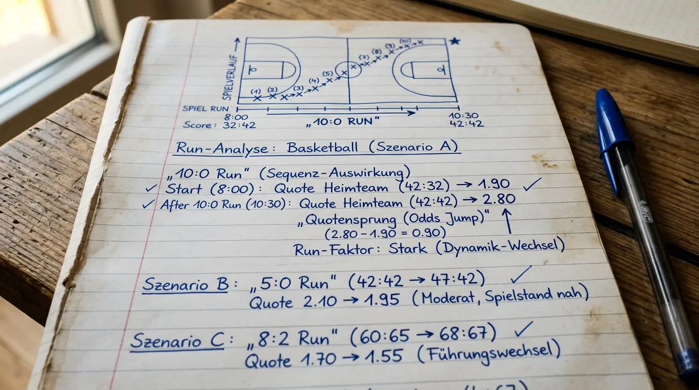 Run-Faktor in NBA Live-Kombiwetten: Wie ein 10-zu-0-Lauf Live-Quoten verschiebt und In-Play-Chancen schafft