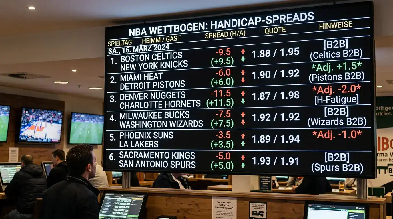 NBA Handicap-Linien-Verschiebung bei Back-to-Back-Spielen als Grundlage für Basketball Kombiwetten