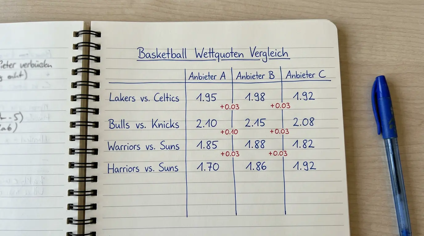 Systematischer Anbieter-Vergleich des NBA und BBL Quotenschlüssels für Basketball Kombiwetten