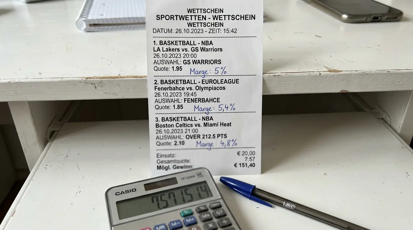 Erklärung des Quotenschlüssels als Buchmachermarge bei Basketball Kombiwetten