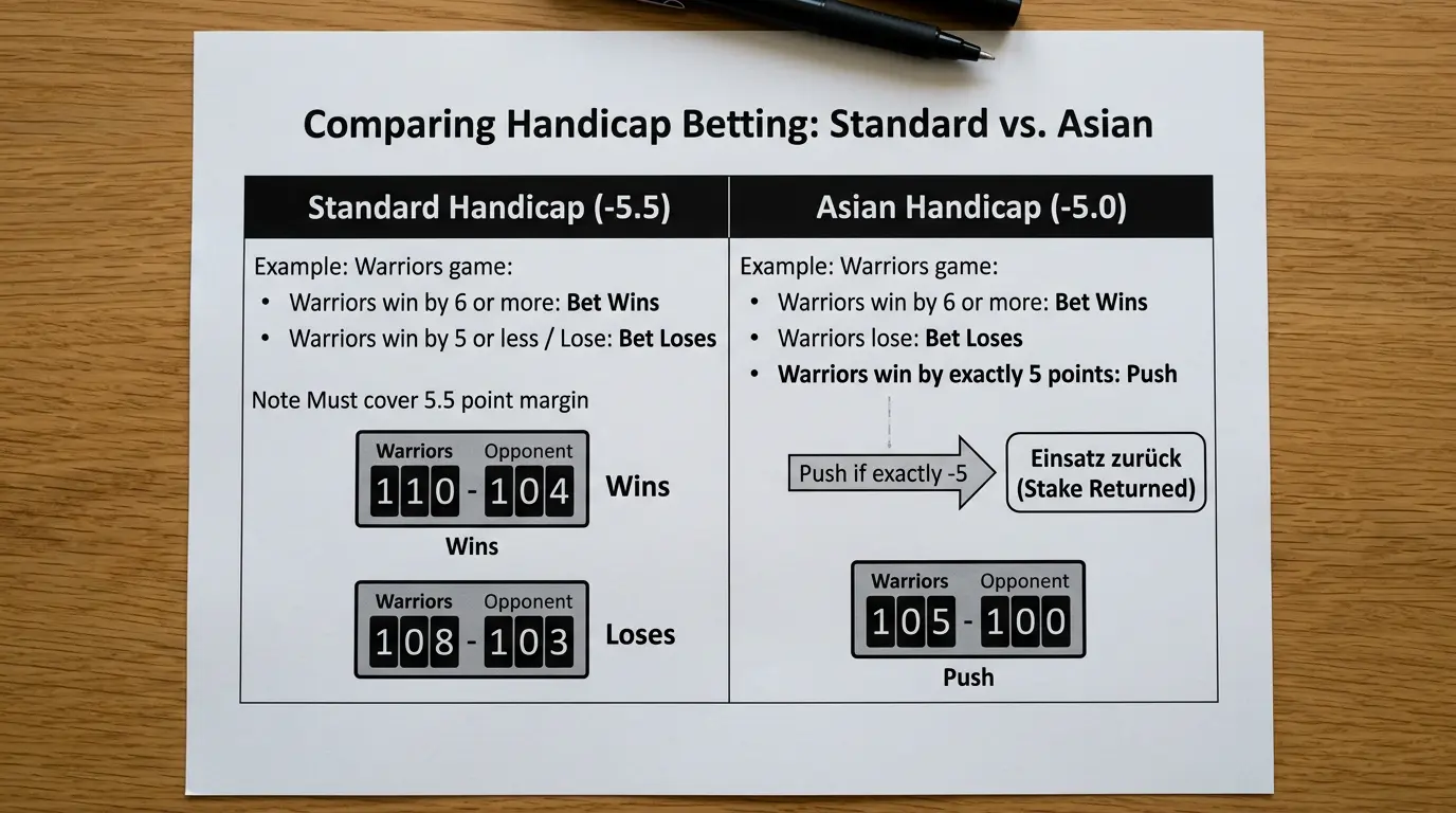 Asian Handicap als Absicherungsvariante in NBA Kombiwetten: halbe und ganze Linien im Vergleich