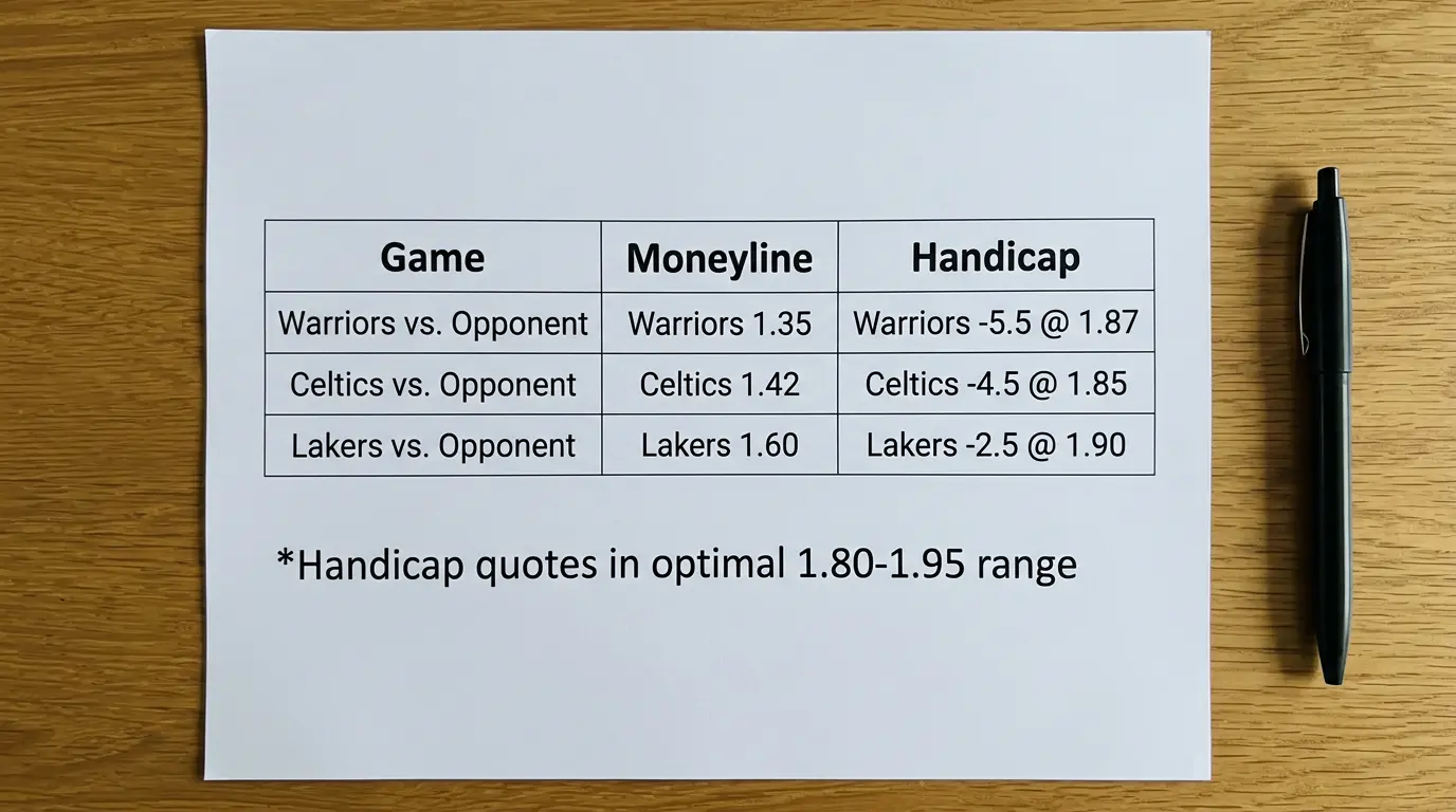 NBA Handicap-Beine vs. Moneyline-Beine in Kombiwetten: Quotenvergleich und Erwartungswert-Analyse