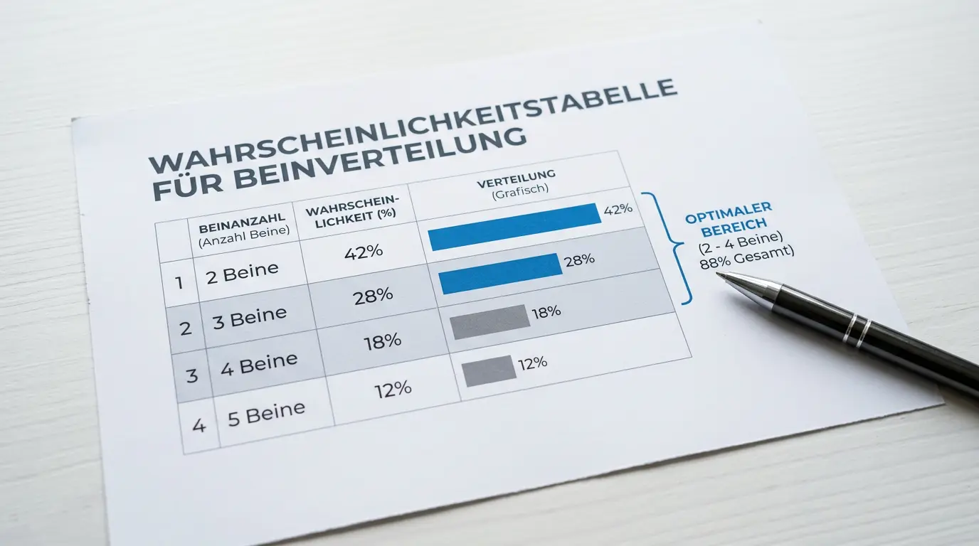 Optimale Kombigröße Basketball Wetten – Wahrscheinlichkeitstabelle für 2 bis 5 Beine mit sinkenden Gewinnchancen