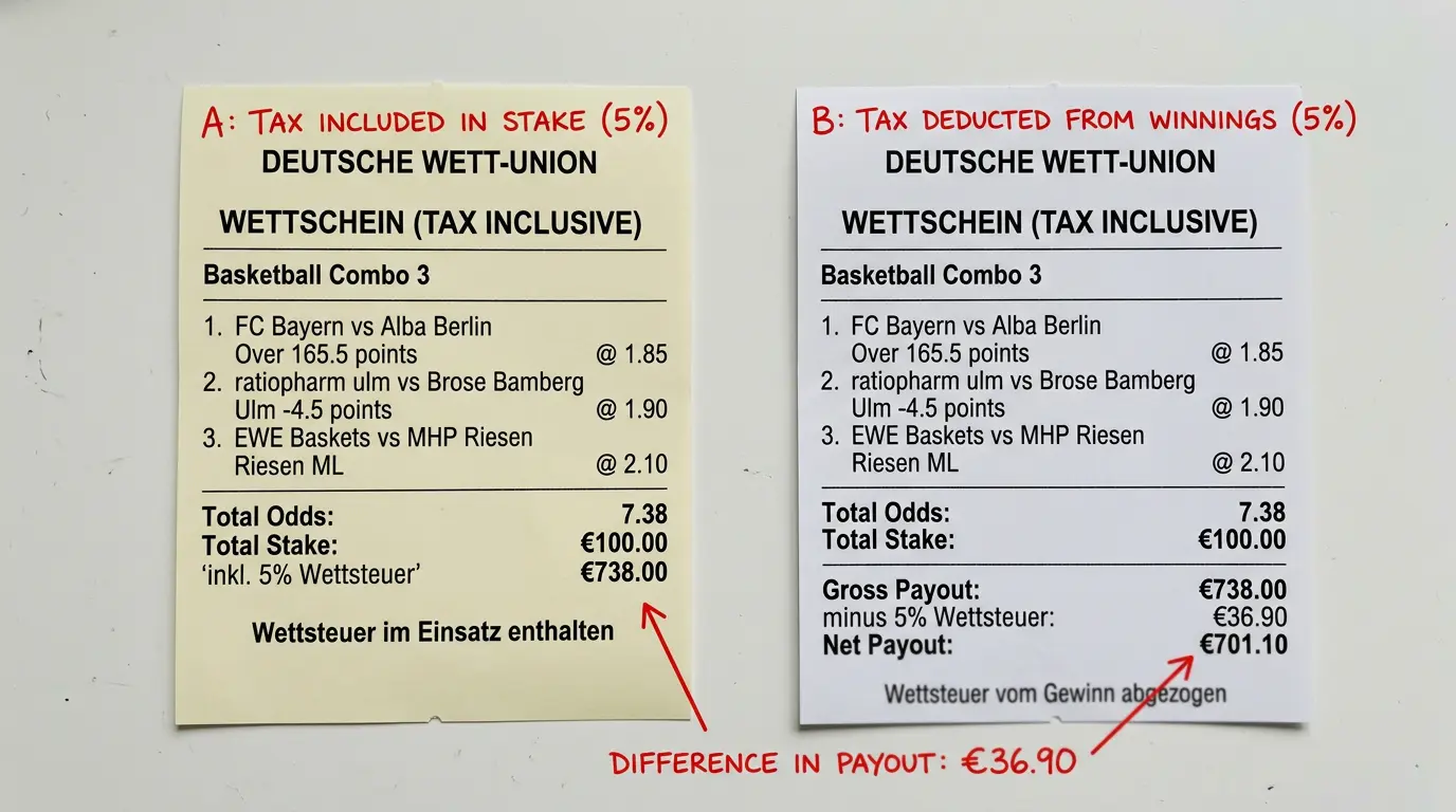 Unterschied zwischen Anbietern die Sportwettensteuer selbst tragen und solchen die sie weitergeben